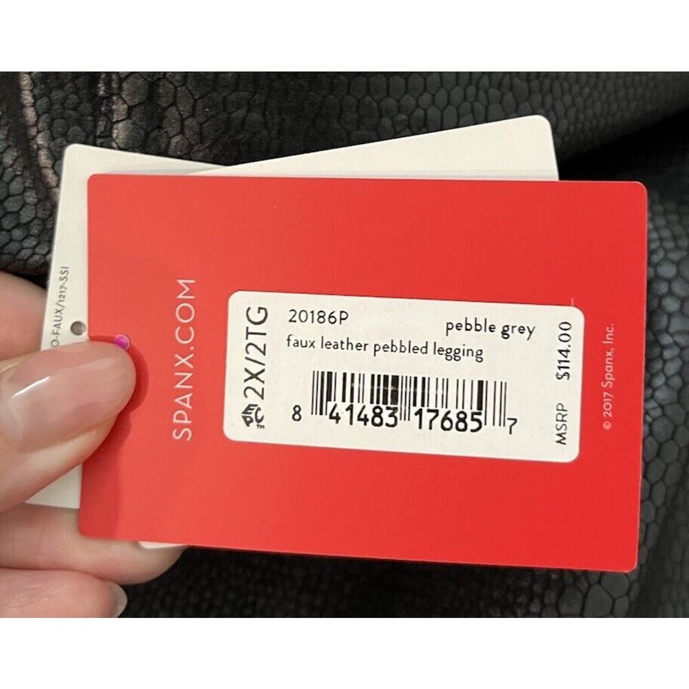 Spanx Faux‎ Python Leather Pebbled Gray Women's L… - image 5